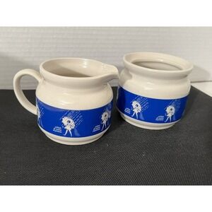 Vtg Morton's Salt‎ Sugar Bowl & Creamer Set-Umbrella Girl When It Rains It Pours